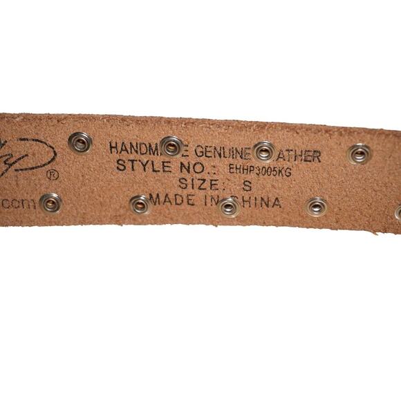 Ed Hardy by Christian Audigier Tattoo Graphic Studded Leather Belt Size S - Picture 4 of 8